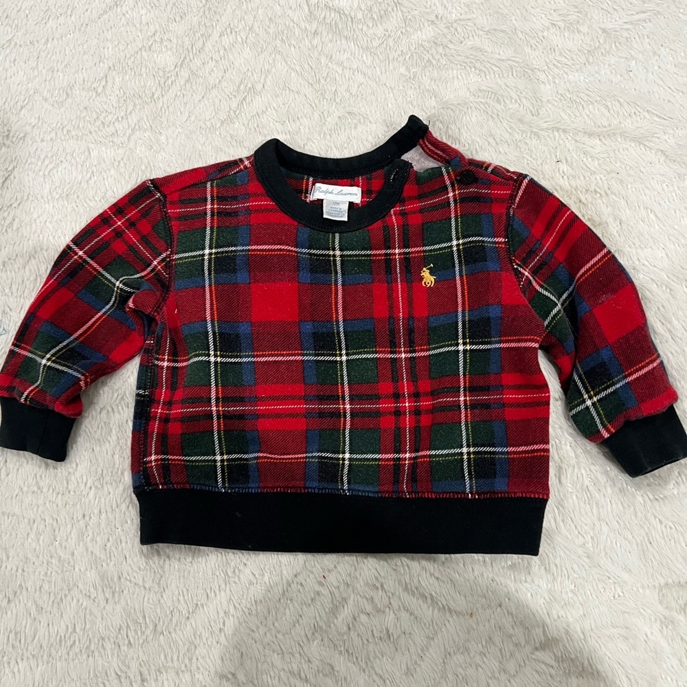 Polo by Ralph Lauren Red and Black Plaid baby Sweatshirt 12 months